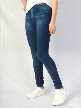 High Waist Denim Style Stretchy Legging (Fleece Lined) (One Size)